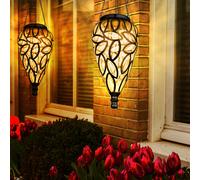 Lampe Lanterne Lampe Solaire Suspension Luminaires de Jardin Noir LED 2er Set