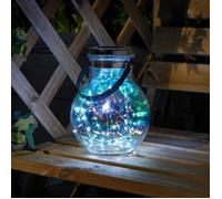 Lampe lanterne solaire Opal en verre irisé et filament 50 leds