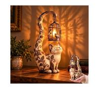 Lampe Lanterne Vintage Chat En Résine, Déco Table Figurine (1 PCS) | Statue De Chat Rétro Avec Lanterne Suspendue, Petit Gardien De Chaleur Pour Coin Confortable(1PCS)