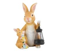 Lampe Lapin - Lapin avec Lanterne Décor de Pâques - Lumière Extérieure Solaire Décorative - pour Jardin Terrasse Porche Allée Entrée Cadeau De Maison Anniversaire