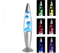 Lampe Lave Multicolore avec Cire Blanche - Lave Magma LED Fusée En Verre Robuste - Lampe Veilleuse Led à mouvement liquide Eclairage LED 7 Couleurs Alternatives