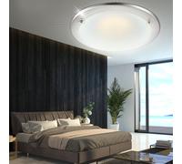 Lampe LED 12 Watt Plafond Salon Nickel Verre Éclairage Rond Plafonnier