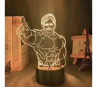 Lampe LED 3D Anime The Seven Deadly Sins Escanor Figure Illusion Veilleuse pour décoration de chambre, éclairage de table/bureau pour enfants et adultes - 16 couleurs changeantes
