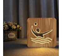 Lampe LED 3D en Bois Représentant Un Water-Polo, Veilleuse Décorative pour La Maison Ou La Chambre