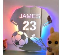 Lampe LED à DEL avec nom personnalisé en jersey de football, veilleuse, décoration de football pour chambre de garçon, cadeau d'anniversaire pour garçon, homme, amateur de football (30 x 35 cm)