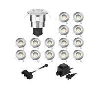 ledscom.de Lampe LED à encastrer au sol Atria pour l'extérieur aluminium blanc chaud, 14lm chacune, IP65, 40mm Ø 15er Set