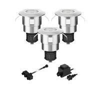 ledscom.de Lampe LED à encastrer au sol Atria pour l'extérieur aluminium blanc chaud 14lm chacune IP65 40mm Ø 3er Set