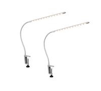 Lampe LED à pince Lampe de table Lampe de bureau réglable Lampe de table argentée, métal, 1x LED blanc chaud, l x h 38x60 cm, lot de 2
