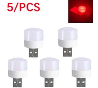 Lampe LED à prise USB 1W Super brillante pour la Protection des yeux,chargeur d'alimentation pour ordinateur portable,veilleuse,5 pièces - Type 5PCS-Red light