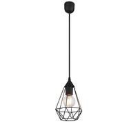 Lampe LED à suspendre Grille métallique Suspension noire Rétro Lampe de salle à manger industrielle, forme de diamant, 7W 806lm blanc chaud, DxH 17x120 cm