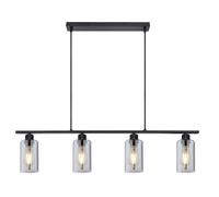 Lampe LED à suspendre verre fumé Lampe à suspendre poutre noire Lampe de salle à manger verre fumé, 4x 4W 4x 320lm blanc chaud, LxlxH 98x14x120 cm