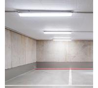 Lampe LED anti-humidité blanche pour atelier, éclairage industriel IP65, plastique, 48 W, blanc neutre, L x l x H 150 x 6,5 x 5,8 cm, lot de 3