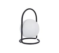 Lampe LED Boule Blanche Intérieur/Extérieur Poignée Socle Métal Noir - SANTORIN -
