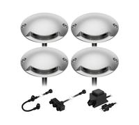 ledscom.de Lampe LED de sol en saillie Bunda, 1 flamme, pour l'extérieur, carrossable, blanc chaud, 4 pièces