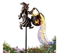 Lampe LED Chaudron de Sorcière Sorcière Volante LED Chaudron Piquet Creux | Décor de Porche Halloween Coloré Pour Cours, Soirées, Écoles, Maisons Hantées, Fermes, Arrière-Cours, Entrées, Pelouses,