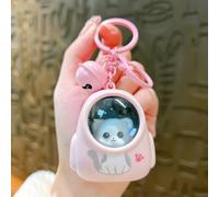 Lampe LED compacte pour porte-clés, clés, école, clip ou rechargeable par USB - Pendentif animal mignon de dessin animé avec sac de verrouillage - Sac à dos de nuit - Lumière phosphorescente (rose