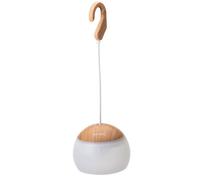 Lampe LED de camping - Skandika Tufjord - rechargeable, crochet de suspension, port USB, lampe d'appoint - imitation bois