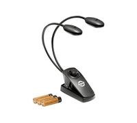 K&M 12271 Lampe pour pupitre à musique Twin Head Pro Noir - avec clip et cols de cygne, 2 x 2500 Lux par tête, 3000 Kelvin