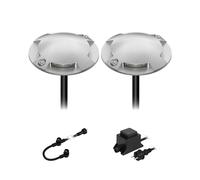 ledscom.de Lampe LED de sol en saillie Bunda, 4 flammes, pour l'extérieur, carrossable, blanc froid, lot de 2
