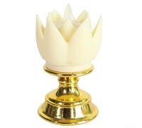 Lampe LED décorative en forme de lotus avec base dorée simulant la lumière des bougies pour la méditation, la réflexion et l'amélioration de l'ambiance de la maison avec un charme spirituel symbolique