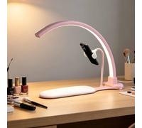 Lampe LED demi-lune pour prothésiste ongulaire, éclairage arqué sans ombre avec support pour téléphone, 240 LED, 3 modes de couleur, variateur. Lampe annulaire demi-lune pour manucure(Pink)