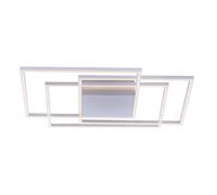 Lampe LED design à intensité variable Plafonnier couleur acier Plafonnier Salon, métal, argent, LED 48W 3000lm blanc chaud, LxlxH 75x75x7 cm
