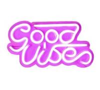 Lampe LED Effet Néon "Good Vibes" Rose à Accrocher ou à Poser - LOWA - ALTOBUY Rose G