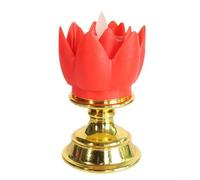Lampe LED en forme de lotus dorée pour décoration de la maison avec symbolisme spirituel et lueur durable pour la méditation et l'éclairage ambiant (rouge)