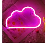 Lampe LED en forme de nuage néon pour décoration murale, alimentée par piles ou USB, rose