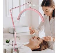 Lampe LED Extension De Cils 110V/240V, 20W Demi-Lune, Table Onglerie, Professionnel Sur Pied pour Le Soin Des Yeux (Rose)