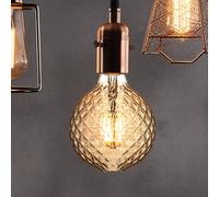 Lampe LED Filament 4 watts blanc chaud 2700 Kelvin 380 lumens E27 douille verre clair ambre, DxH 9,5x13,5cm
