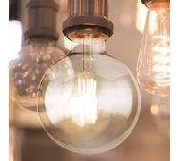 Lampe LED Filament 9 watts blanc chaud 3000 Kelvin 1000 lumens E27 douille verre clair, DxH 12,5x17,5cm