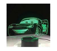 Lampe LED Flash McQueen Route 66 - Cadeau d'anniversaire garçon - Socle ABS + plaque acrylique - 3 W - USB 5 V - Télécommande