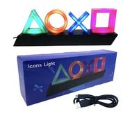 Lampe LED Icônes PlayStation Réactive à la Musique - Éclairage Décoratif Gaming PS4 / PS5 - USB - Multicolore