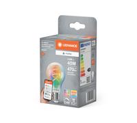 LEDVANCE SMART+ MATT LED lampe, compatible avec Google, Alexa, Apple, Glass blanc, 4,8W, 470LM, E27, Couleur Lumière et Lumière blanche, avec Vocal Control, jusqu'à 15 000 HRs, 1-Pack