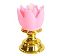 Lampe LED Lotus avec base dorée, simulation de bougie sans flamme pour améliorer l'ambiance spirituelle et décorative pour différents environnements (pêche)