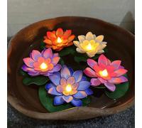 Lampe LED Lotus avec capteur d'eau flottant, luminaire décoratif d'intérieur, idéal pour un jardin, un réservoir ou une fête, 1 pièce/6 pièces Red