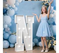 Lampe LED lumineuse en forme de lettre N pour chapiteau - 7 m - Réutilisable - Combinaison de bricolage - Veilleuse pour chambre, festival, anniversaire, mariage, décoration de Noël, N, 70 cm