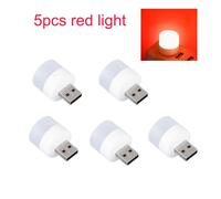 lampe led Mini LED lampe à prise USB 5V 1.2W,5 pièces,Super lumineuse,Protection des yeux,livre,chargeur USB pour ordinateur,Mobile,petite veilleuse - Type 5pcs Red