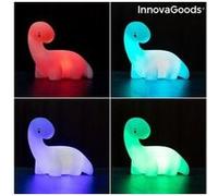 InnovaGoods Lampe LED Dinosaure Lightosaurus Multicolore, Veilleuse enfant RGB, 3x LR44, blanc