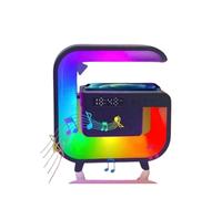 Lampe LED multifonction - Haut-parleur Bluetooth intelligent, chargeur sans fil, réveil RVB et veilleuse (noir)