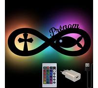 Lampe Led Murale Avec Changement de couleur - Veilleuse Symbole Infini - Prénom Personnalisable - Idée De Cadeau Pour Naissance Et Baptême
