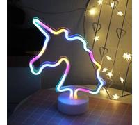 Lampe LED NEON, lampe décorative sur pied, licorne multicolore, env. 28,5 x 24,5 x 8,5 cm