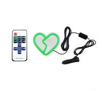 Lampe LED néon pour fenêtre de voiture avec motif cœur brisé, éclairage d'ambiance télécommandé, effets lumineux clignotants pour décoration intérieure (vert)