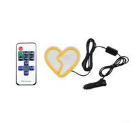 Lampe LED néon pour fenêtre de voiture avec motif cœur brisé, éclairage d'ambiance télécommandé, effets lumineux clignotants pour décoration intérieure (jaune)