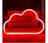 Lampe LED nuage néon pour décoration murale, alimentée par piles ou USB, rouge