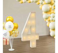 Lampe LED numéro avec chiffres illuminés 0 1 2 3 4 5 6 7 8 9 - Lumières blanches chaudes, 10 LED, décoration de mariage pour anniversaire, fête, mariage, vacances, maison et bar, grand format, 100 cm