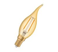 OSRAM Vintage 1906® Classic Ba Fil LED lampe, E14, bougie avec pointe incurvée, transparent, 1,5 W, 120lm, 2400k, couleur de confort blanc chaud, durée de vie à long terme