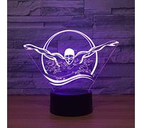 Lampe Led personnage de natation, Veilleuse 3D pour Enfant Bébé, Lampe de Chevet USB Veilleuse Illusion pour Garçons Filles, 16 Couleurs Changeantes avec Télécommande pour Vacances, Anniversaire