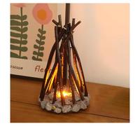 Lampe LED pour feu de camp - Rechargeable par USB, design réaliste de flamme et de pierre, veilleuse d'ambiance avec son, 3 modes pour la décoration de la maison et les vacances